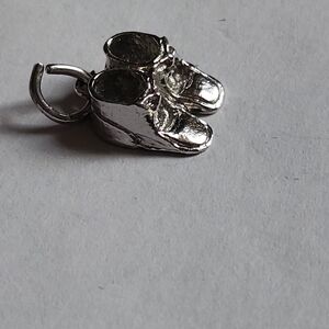 Silver Toned Baby Shoes Charm Pendant